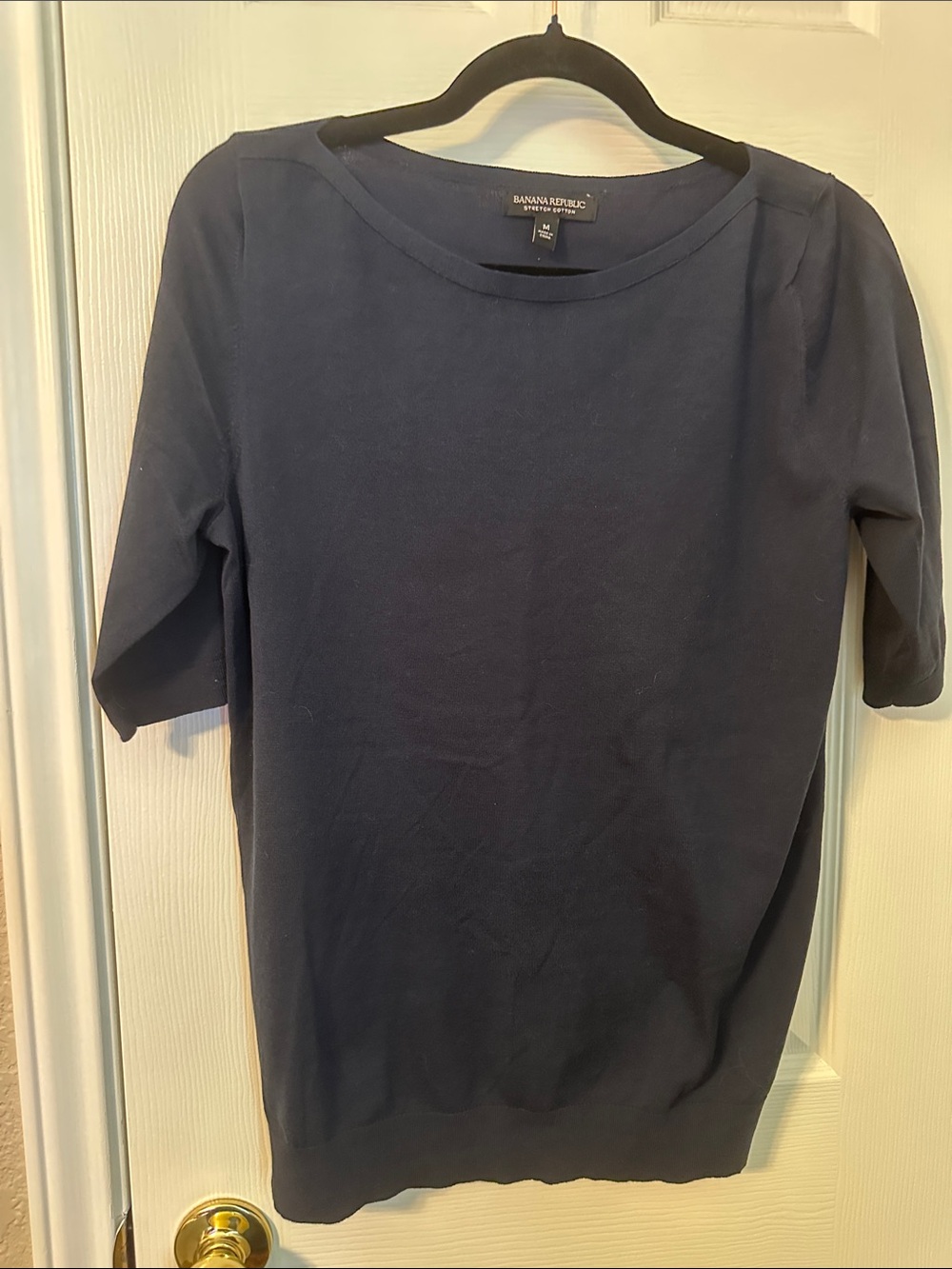 Banana Republic Navy Short-Sleeve Knit Top